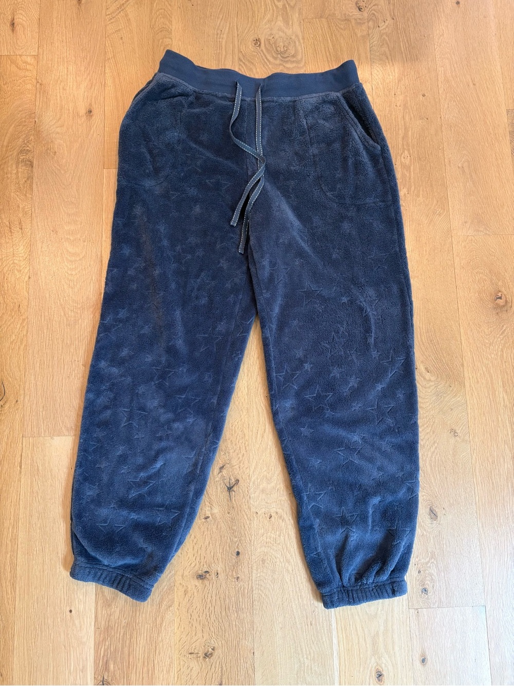 Cuddl Duds Navy Star-Embossed Jogger Fleece Pants